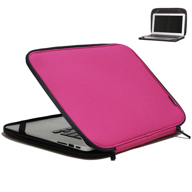 Inntzone Laptop Sleeve 15.6 Inch Foldable Slim Case Lightweight Bag Notebook Computer Carrying Flip Cover (Pink) - Image 1